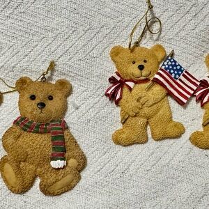 Charming Teddy Bear Holiday Gift Tag Ornaments - Set of 4